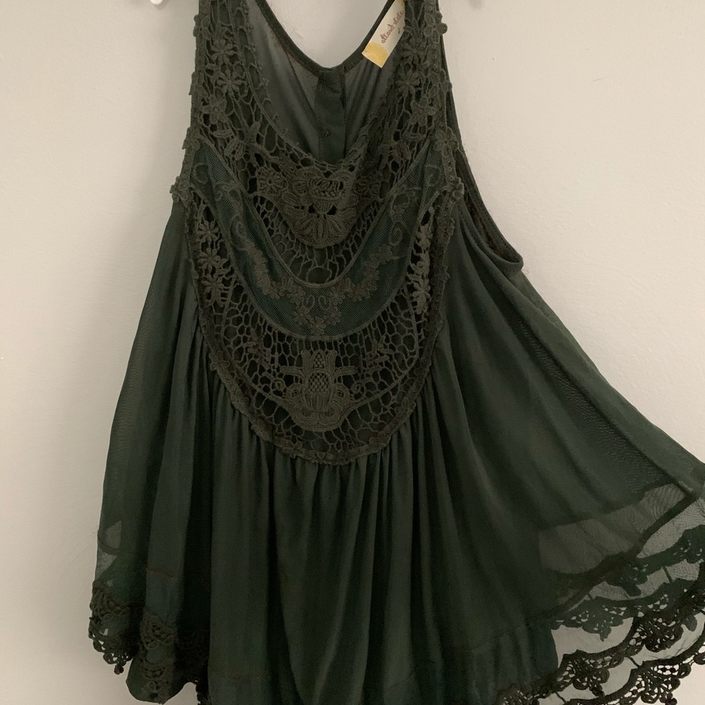 Lace Dark Green Tank Top